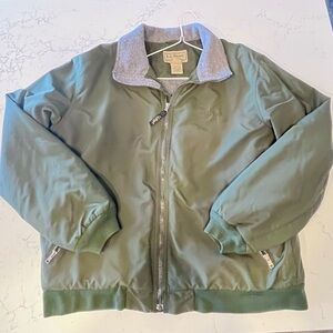 VTG L.L. Bean Warm Up Jacket Mens Large/ XL Olive Green Fleece Lined #OUF43